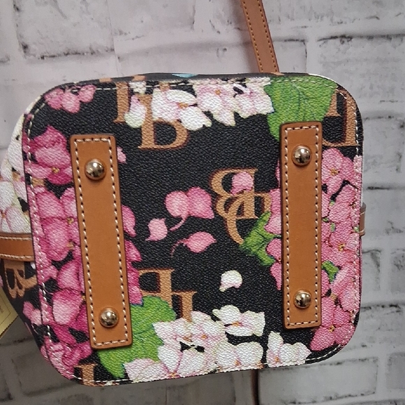 Dooney & Bourke Floral Shoulder Bag - Black, Pink, Blue - Picture 4 of 7